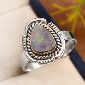 Australian Opal Size US 5 925 Sterling Silver Ring (REXT11-75)