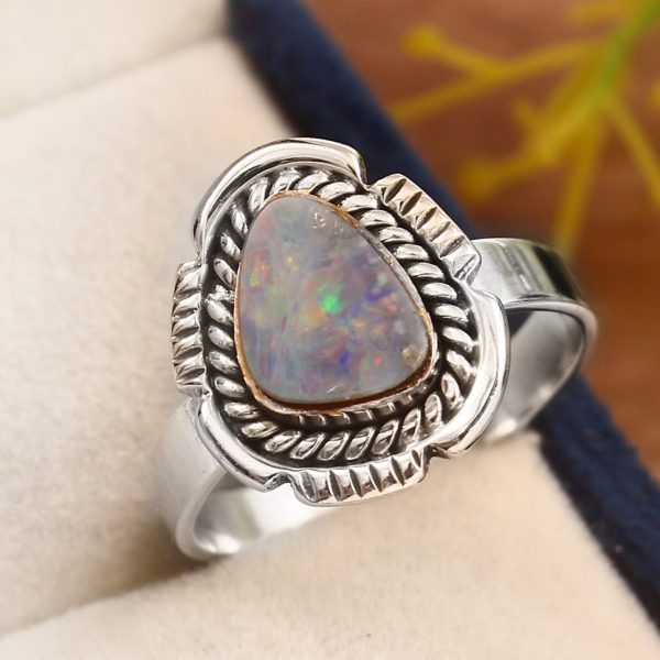 Australian Opal Size US 5 925 Sterling Silver Ring (REXT11-75)