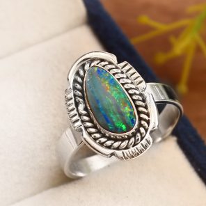 Australian Opal Size US 6 925 Sterling Silver Ring (REXT11-76)