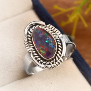 Australian Opal Size US 7 925 Sterling Silver Ring (REXT11-81)