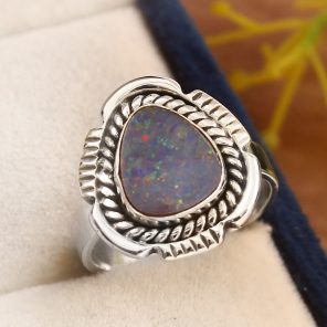 Australian Opal Size US 7 925 Sterling Silver Ring (REXT11-82)