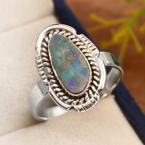 Australian Opal Size US 6 925 Sterling Silver Ring (REXT11-78)
