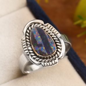Australian Opal Size US 8 925 Sterling Silver Ring (REXT11-86)