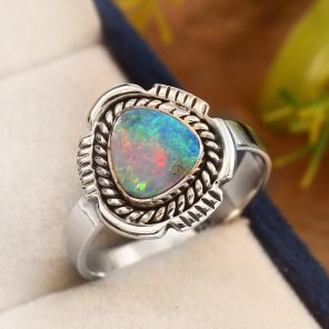 Australian Opal Size US 9 925 Sterling Silver Ring (REXT11-89)