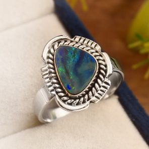 Australian Opal Size US 10 925 Sterling Silver Ring (REXT11-93)