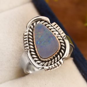Australian Opal Size US 9 925 Sterling Silver Ring (REXT11-90)