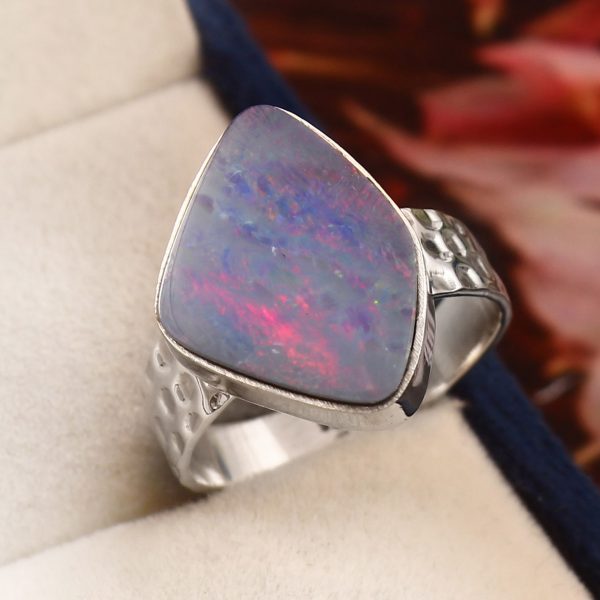 Australian Opal Size US 9 925 Sterling Silver Ring (REXT11-129)