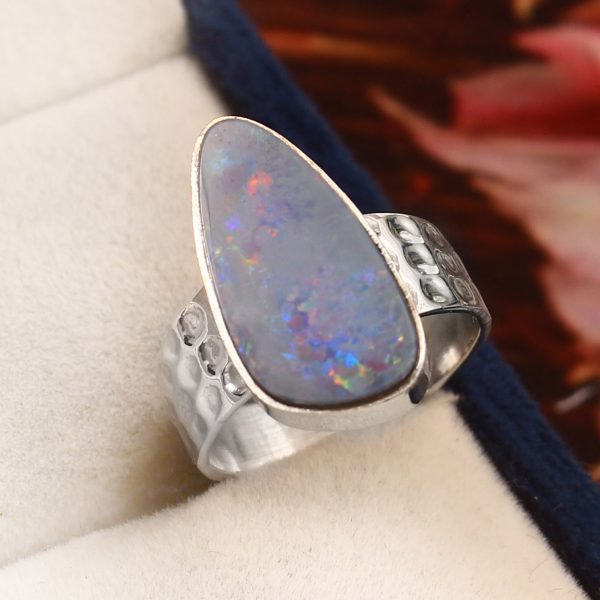 Australian Opal Size US 5 925 Sterling Silver Ring (REXT11-133)