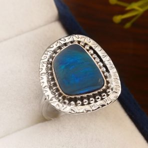 Australian Opal Size US 10 925 Sterling Silver Ring (REXT11-112)