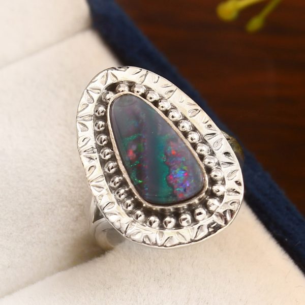 Australian Opal Size US 6 925 Sterling Silver Ring (REXT11-96)
