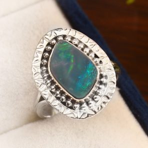 Australian Opal Size US 10 925 Sterling Silver Ring (REXT11-113)
