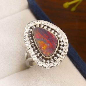 Australian Opal Size US 7 925 Sterling Silver Ring (REXT11-102)
