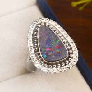Australian Opal Size US 9 925 Sterling Silver Ring (REXT11-109)