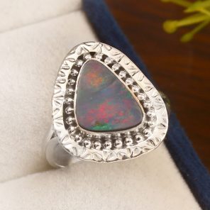 Australian Opal Size US 5 925 Sterling Silver Ring (REXT11-114)