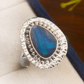 Australian Opal Size US 9 925 Sterling Silver Ring (REXT11-110)