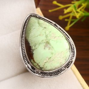 Mint Chrysoprase Size US 10 925 Sterling Silver Ring (REXT71-24)