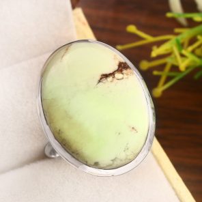 Mint Chrysoprase Size US 11 925 Sterling Silver Ring (REXT71-42)