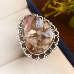 Amazonite Infused Pink Opal Size US 12 925 Sterling Silver Ring (REXT24-189)
