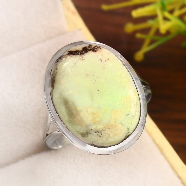 Mint Chrysoprase Size US 11 925 Sterling Silver Ring (REXT71-43)
