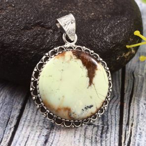 Mint Chrysoprase 1.25" 925 Sterling Silver Pendant (REXT71-57)