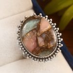 Amazonite Infused Pink Opal Size US 5 925 Sterling Silver Ring (REXT24-143)