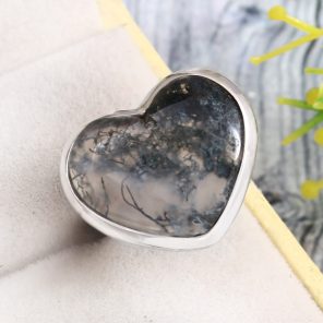 Moss Agate Size US 5 925 Sterling Silver Ring (RS54-368)