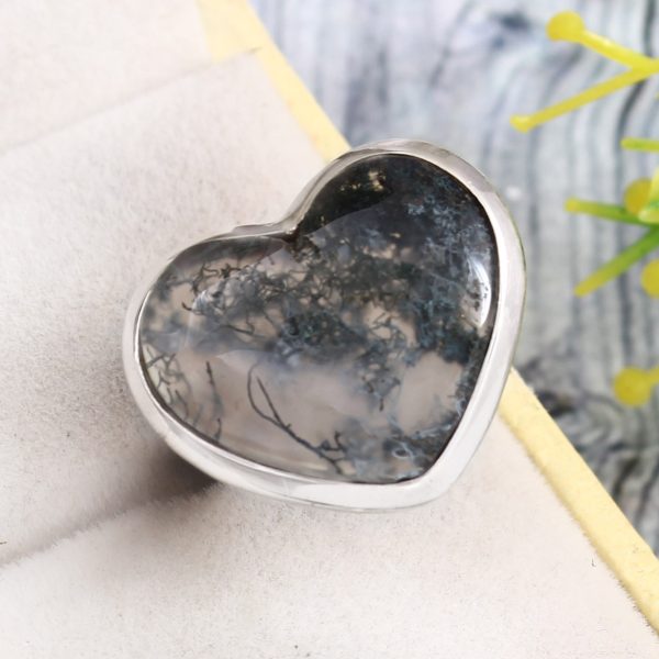 Moss Agate Size US 5 925 Sterling Silver Ring (RS54-368)