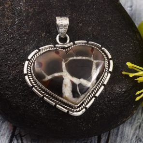 Septarian 1.25" 925 Sterling Silver Pendant (RS54-378)