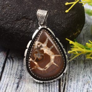 Septarian 1.5" 925 Sterling Silver Pendant (RS54-377)