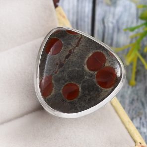 Poppy Jasper Size US 11 925 Sterling Silver Ring (REXT12-58)