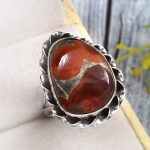 Poppy Jasper Size US 10 925 Sterling Silver Ring (REXT12-38)