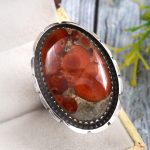 Poppy Jasper Size US 10 925 Sterling Silver Ring (REXT12-48)