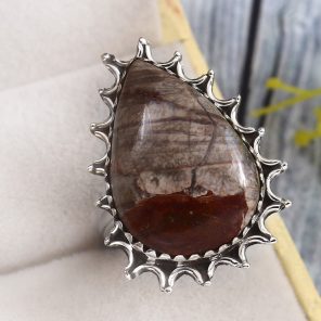Poppy Jasper Size US 9 925 Sterling Silver Ring (REXT12-32)