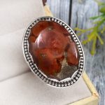 Poppy Jasper Size US 12 925 Sterling Silver Ring (REXT12-44)