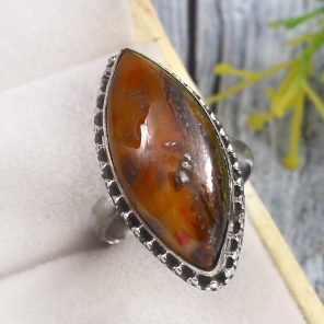 Poppy Jasper Size US 8 925 Sterling Silver Ring (REXT12-25)