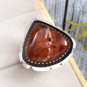 Poppy Jasper Size US 5 925 Sterling Silver Ring (REXT12-50)