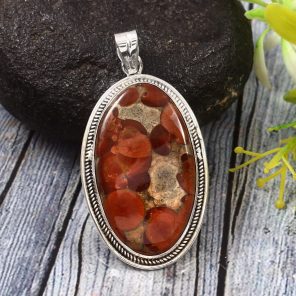 Poppy Jasper 2" 925 Sterling Silver Pendant (REXT12-2)