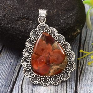 Poppy Jasper 1.75" 925 Sterling Silver Pendant (REXT12-3)