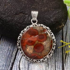 Poppy Jasper 1.5" 925 Sterling Silver Pendant (REXT12-5)