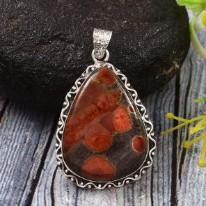 Poppy Jasper 1.5" 925 Sterling Silver Pendant (REXT12-6)