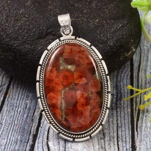 Poppy Jasper 2" 925 Sterling Silver Pendant (REXT12-18)