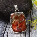 Poppy Jasper 1.5" 925 Sterling Silver Pendant (REXT12-10)