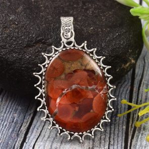 Poppy Jasper 1.5" 925 Sterling Silver Pendant (REXT12-11)