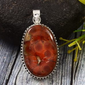 Poppy Jasper 1.5" 925 Sterling Silver Pendant (REXT12-14)