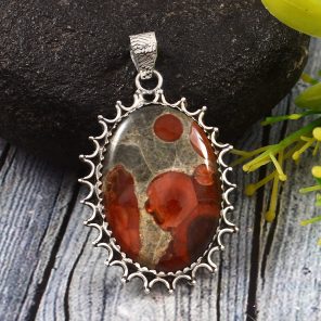 Poppy Jasper 1.5" 925 Sterling Silver Pendant (REXT12-15)