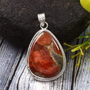 Poppy Jasper 1.5" 925 Sterling Silver Pendant (REXT12-17)