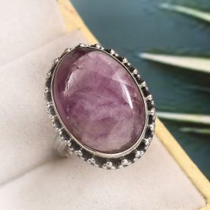 Kunzite Size US 8 925 Sterling Silver Ring (REXT61-54)