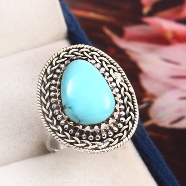 Arizona Turquoise Size US 8 925 Sterling Silver Ring (RS107-49)
