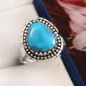 Arizona Turquoise Size US 8 925 Sterling Silver Ring (RS107-38)