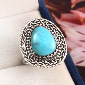 Arizona Turquoise Size US 8 925 Sterling Silver Ring (RS107-51)